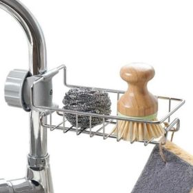 Drain Rack Storage Holder Shelf Kitchen Sink Faucet Sponge Soap Cloth Rack Mount