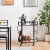 Black, Iron Frame(Baking Paint), Mobile glass dining cart easy to clean