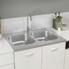 Kitchen Sink with Double Basins Silver 31.5"x23.6"x6.1" Stainless Steel