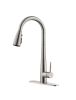 Kitchen Faucet with Pull Down Sprayer Brushed Nickel, High Arc Single Handle Kitchen Sink Faucet with Deck Plate, Commercial Modern Stainless Steel Ki