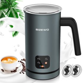 Frother for Coffee, Milk Frother, 4 IN 1 Automatic Hot and Cold Foam Maker, BIZEWO Stainless Steel Milk Steamer for Latte, Cappuccinos, Macchiato, Hot