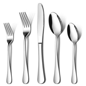 20 Piece Silverware Set, Stainless Steel Flatware Set, Mirror Polished Cutlery Utensil Set Include Knife Fork Spoon Service for 4, Tableware Sets for