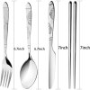 Arroyner 3 Pack Portable Travel Flatware Set, Reusable Silverware Knife Fork Spoon Chopsticks Utensils, Stainless Steel Camping Cutlery for School Out