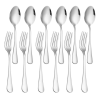 Emlimny 12-piece Forks(8 inch) and Spoons(7 inch) Silverware Set, Food Grade Stainless Steel Flatware Cutlery Set for Home, Kitchen and Restaurant, Mi