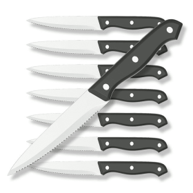 GPED Steak Knives Set of 8, 4.5-inch Serrated Steak Knife Set, Ultra Sharp Stainless Steel Triple Rivet Collection Kitchen Steak Knife Set, Non-Stick