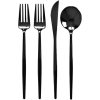 BLACK SILVERWARE SET | Plastic Flatware | 96 PC Set | Opulence Collection