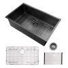 30" x 21" x 10" Undermount Kitchen Sink 16 Gauge Stainless Steel Single Bowl Kitchen Sink Gunmetal Black