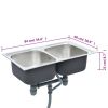 Kitchen Sink Double Basin with Strainer & Trap Stainless Steel