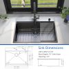 30 Inch Topmount Gunmetal Black Workstation 18 Gauge Stainless Steel Kitchen Sink With Black Spring Neck Faucet