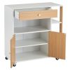 Kitchen Island Cart with 5 Shelves 1 Drawer, Rolling Kitchen Storage, Mobile Island on Wheels, White & Wood