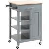 Compact Kitchen Island Cart on Wheels, Rolling Utility Trolley Cart Grey-AS