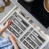 2Pcs Silverware Organizer Utensil Flatware Organizer Kitchen Drawer Silverware Storage Tray with Non-Slip 5 Compartments For Cutlery Spoon Fork