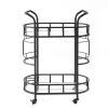 Black, Iron Frame(Baking Paint), Mobile glass dining cart easy to clean