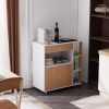 Kitchen Island Cart with 5 Shelves 1 Drawer, Rolling Kitchen Storage, Mobile Island on Wheels, White & Wood