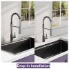 32x22 Inch Topmount Gunmetal Black Workstation 18 Gauge Stainless Steel Single Bowl Kitchen Sink