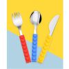 Kids'  3Pcs Flatware with Brick Toy Silicone Handle Childrens Stainless Steel Silverware Toddler Utensils Spoons+Forks+Knife Set