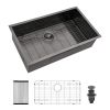 Gunmetal Black Kitchen Sink -32" Undermount Singel Bowl Kitchen basin 18 Gauge Stainless Steel with 9 Inch Deep