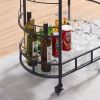 Black, Iron Frame(Baking Paint), Mobile glass dining cart easy to clean