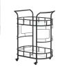 Black, Iron Frame(Baking Paint), Mobile glass dining cart easy to clean