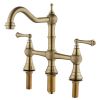 8 inch Centerset Bridge Kitchen Faucet with Brass Side Sprayer 2 Handles 4 Holes Antique Classic Heritage Deck-Mount Kitchen Sink Faucet