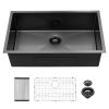 32 Inch Undermount Sink - 32" x 19" x 10" Gunmetal Black Undermount Kitchen Sink 16 Gauge 10 Inch Deep Single Bowl Kitchen Sink Basin