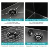 32 Inch Undermount Sink - 32" x 19" x 10" Gunmetal Black Undermount Kitchen Sink 16 Gauge 10 Inch Deep Single Bowl Kitchen Sink Basin