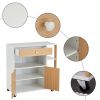 Kitchen Island Cart with 5 Shelves 1 Drawer, Rolling Kitchen Storage, Mobile Island on Wheels, White & Wood