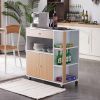 Kitchen Island Cart with 5 Shelves 1 Drawer, Rolling Kitchen Storage, Mobile Island on Wheels, White & Wood