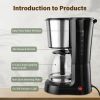 YSSOA Drip Coffee Maker 12 Cup, Anti-Drip Coffee Machine, Auto Keep Warm Function, Clear Water Level Window Coffee Pots, Small Coffee Makers Black, St