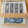 2Pcs Silverware Organizer Utensil Flatware Organizer Kitchen Drawer Silverware Storage Tray with Non-Slip 5 Compartments For Cutlery Spoon Fork