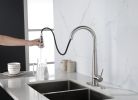 Kitchen Faucet with Pull Down Sprayer Brushed Nickel, High Arc Single Handle Kitchen Sink Faucet with Deck Plate, Commercial Modern Stainless Steel Ki