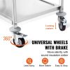 VEVOR Kitchen Utility Cart, 3 Tiers, Wire Rolling Cart w/ 450LBS Capacity, Steel Service Cart on Wheels, Metal Storage Trolley w/ 80mm Basket Curved H