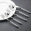 SHYFOY Silverware Set Cutlery Stainless Crushed Diamond Home Decor 5 PCS , Silver, 1 Set