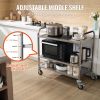 VEVOR Kitchen Utility Cart, 3 Tiers, Wire Rolling Cart w/ 450LBS Capacity, Steel Service Cart on Wheels, Metal Storage Trolley w/ 80mm Basket Curved H