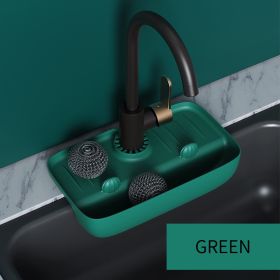 1pc Splash Guard For Sink Faucet; 10.63"x5.51"; Faucet Drain Rack; Super Absorbent Fast Drying Mat Sink Gadgets; Drip Catcher For Kitchen; Drain Stora (Color: green)