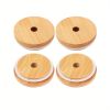 2/4pcs Bamboo Jar Lids With Straw Hole; Reusable Bamboo Jar Lids; Leak Proof Glass Canning Drinking Storage Jars; Canning Lids With Silicone Ring For