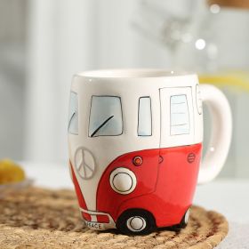 Creative Ceramic Bus Cup Interesting Milk Coffee Mug (Color: Red, capacity: 301-400ml)