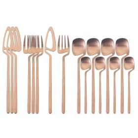 Desserts Soup Coffee Use 16pcs Table Decor Cutlery Sets (Type: Flatware Set, Color: Rose gold)