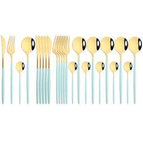 Commercial & Household 24Pcs Dinnerware Set Stainless Steel Flatware Tableware (Type: Flatware Set, Color: Mint Gold)