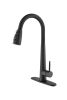 Kitchen Faucet with Pull Down Sprayer ;  High Arc Single Handle Kitchen Sink Faucet with Deck Plate;  Commercial Modern Stainless Steel Kitchen Faucet