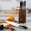 CHUSHIJI Knife Sets for Kitchen with Block and Sharpener 7-Pieces Premium Stainless Steel Kitchen Knife Sets with Block - Hard Wood Brown Knife Block