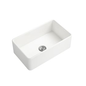 Farmhouse/Apron Front White Ceramic Kitchen Sink (Color: as Pic)