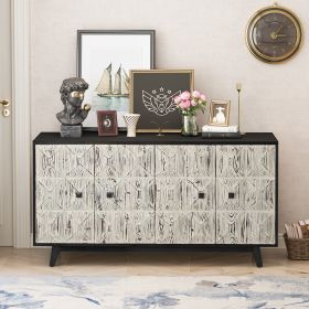 59.84" 4 Doors Vintage Sideboard ,Freestanding Sideboard Storage Cabinet Entryway Floor Cabinet for Living Room Office Bedroom (Color: Black)