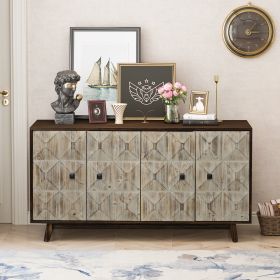 59.84" 4 Doors Vintage Sideboard ,Freestanding Sideboard Storage Cabinet Entryway Floor Cabinet for Living Room Office Bedroom (Color: Natural)