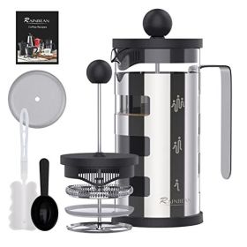 French Press Cafetiere 2 Cups, Stainless Steel Body Shell Coffee Maker- Heat Resistant - Stainless Steel Filter Coffee Press for Coffee Lover (Silver, (size: 600ml)