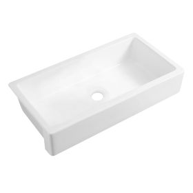 Inch White Farmhouse Sink Deep Apron Sink Undermount Farmhouse Kitchen Sink Single Farm Sink (Color: as Pic)