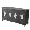 Modern 4-Door Cabinet with Mirrored Decorative Doors,for Bedroom,Living Room,Office,Easy Assembly