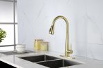 Kitchen Faucet with Pull Down Sprayer ;  High Arc Single Handle Kitchen Sink Faucet with Deck Plate;  Commercial Modern Stainless Steel Kitchen Faucet