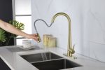 Kitchen Faucet with Pull Down Sprayer ;  High Arc Single Handle Kitchen Sink Faucet with Deck Plate;  Commercial Modern Stainless Steel Kitchen Faucet