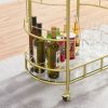 2 Glass Shelves  Serving Trolley Bar Cart  with Durable Metal Frame for Hotel Dining Room Restaurant